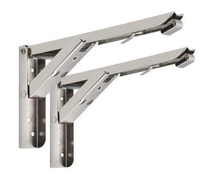 2 x Regalträger klappbar 195mm Regalhalter Edelstahl Regalwinkel Klappregal 8'' - Bild 1 von 4