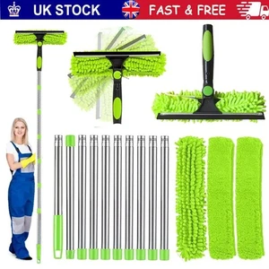 Telescopic Extendable Window Cleaner Equipment Glass Cleaning 4.5m Squeegee UK - Picture 1 of 23