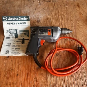 Vtg Black & Decker 3/8” Cord Drill #7120 w/ Jacob Chuck, Own Man. & Key. Tested - Picture 1 of 10