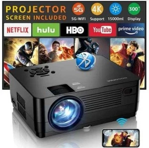 ROCONIA 5G WiFi Bluetooth 4K Support Projector – Native 1080P, 15000LM, 300 Inch - Picture 1 of 6