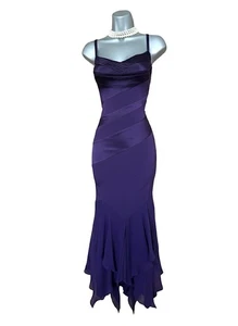 Karen Millen 100% Seide lila Kleid asymmetrischer Saum Abend Cocktail Midikleid - Bild 1 von 10