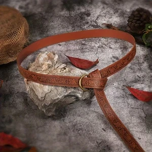 Cinturón con junta tórica medieval de cuero PU 65,4" - Caballero renacentista, LARP, vikingo - Imagen 1 de 5