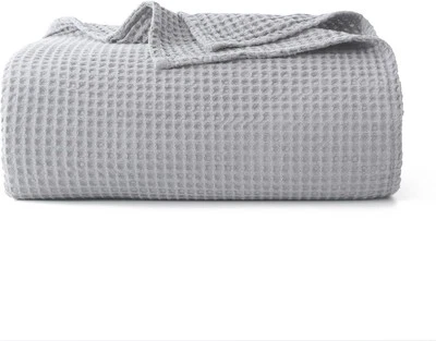 Manta Waffle 100% Algodón (Gris Claro - Queen (90&quot;x90&quot;), Gris  Foto 1 de 4
