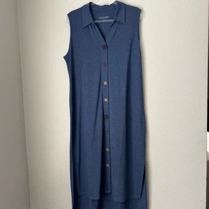 Soft Surroundings Alvarado Blue Sleeveless Shirt Dress mix match Buttons XL - Picture 1 of 15