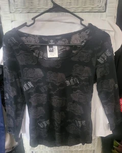 Camisa corta Versace Couture negra de encaje manga larga para mujer talla MEDIANA  - Imagen 1 de 8