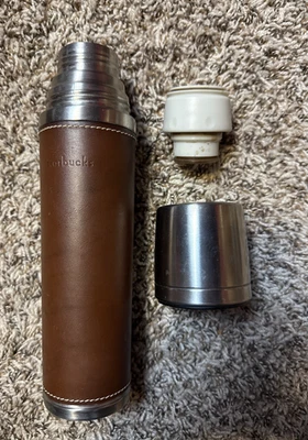 Termo Starbucks Coffee Bullet 16 oz cuero marrón barista botella térmica 2003 Foto 1 de 4