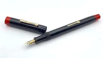 PLUMA ESTILOGRÁFICA YOURSTRULY DE COLECCIÓN FIDEOS MOJADOS NEGROS Y ROJOS ORO 14K FINA NUEVA EN CAJA EE. UU. Foto 1 de 4