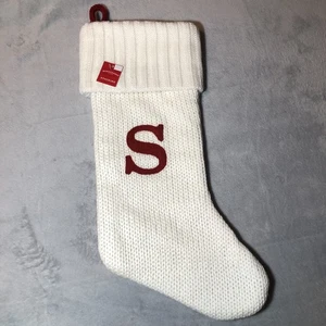 Wondershop Calza Natalizia Monogramma Lettera S Iniziale Maglia Bianca Bersaglio Natale - Foto 1 di 4