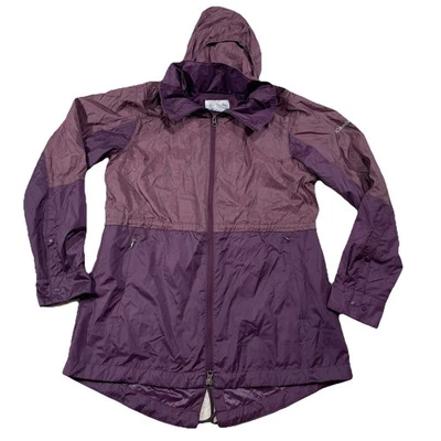 Columbia Anorak Chaqueta Mujer Grande Púrpura Abrigo de Lluvia Con Capucha Cintura Dos Tonos S2 Foto 1 de 4