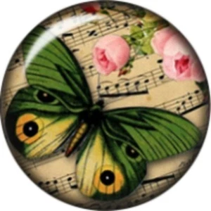 Snap Button Music Roses Butterfly 18mm Cabochon Chunk Charm - Picture 1 of 1