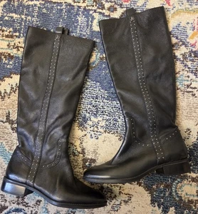 Sam Edelman Prina Zinn Nieten Lederreitstiefel in Schwarz Größe 9 EUC - Bild 1 von 13