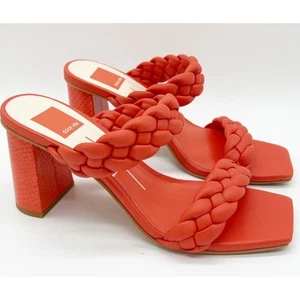 Dolce Vita Paily Braided Sandals 12 NWOT Orange Heel Croc Travel Beach Women's - Picture 1 of 6