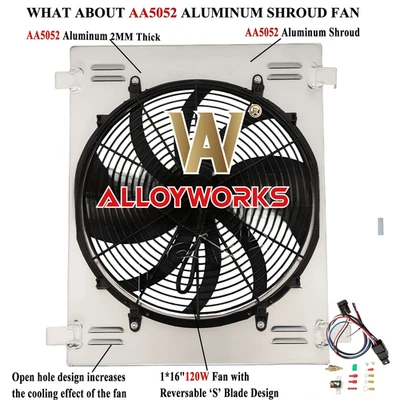 Aluminum Shroud+Fan+Relay For 1932 Ford Model BB 3.3L Gas  Chevrolet Engine US Foto 1 de 4