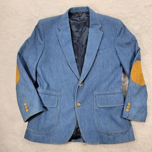 Vintage David Hunter Denim Brushed Blazer Sport Mantel Ellenbogen Patch Herren Gr. 44 Regular  - Bild 1 von 15