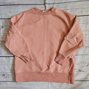 Everlane Baumwollmischung Mauve Rosa gerippter Saum Rundhalsausschnitt Sweatshirt Damen Small - Bild 1 von 6