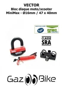VECTOR MiniMax + Antirrobo SRA moto scooter bloque de disco U cable de seguridad - Imagen 1 de 4