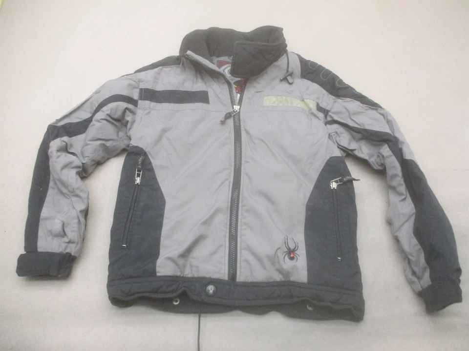 Spyder Size 10 Kids Gray Lined FullZip Pockets Collared Insulated Ski Jacket 659 - Image 1 of 4