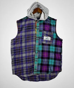 De Colección Grunge Quiksilver Sin Mangas Franela a Cuadros Sin Mangas con Sudadera con Capucha Para Hombres Talla Lg - Imagen 1 de 9