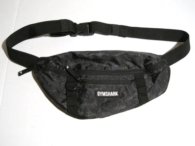 GYMSHARK 皮带袋 Adapt 吊带腰部 Fanny Pack 可调拉链黑色紫色二手状况完好 — 第 1/4 张图片