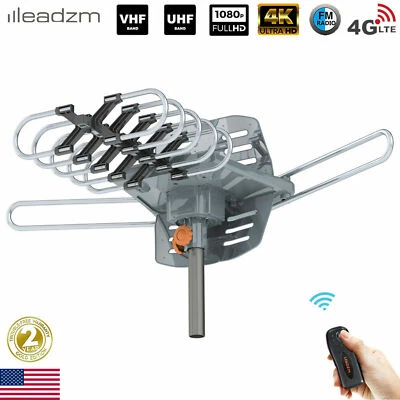 Antena de TV Exterior 150 Millas HDTV Motorizada Amplificada Alta Ganancia 36dB UHF VHF Foto 1 de 4