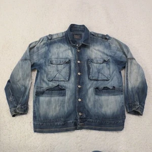 Marithe Francois Girbaud Jacket Mens XL Blue Denim Military Streetwear 90s Y2K - Picture 1 of 11