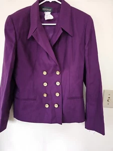 NWT Harve Benard Women's Vtg Wool Purple Skirt Suit With Blazer Jacket Sz 10 - Picture 1 of 16
