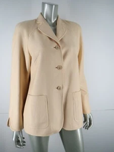 Escada Jacket Blazer Size 8 38 M L Yellow Cashmere Silk Blend Long Button Front - Picture 1 of 12