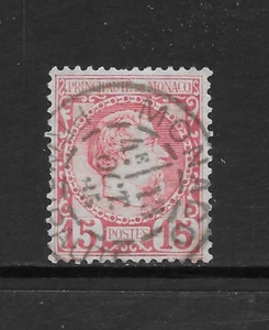 MONACO SCOTT 5 USED VF - 1885 15c ROSE ISSUE - PRINCE CHARLES III - Picture 1 of 2