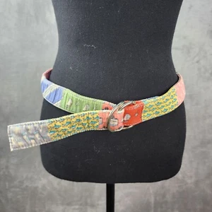 Vineyard Vines Patchwork Belt MEDIUM Shep & Ian Double D Ring Buckle Cotton - Picture 1 of 11