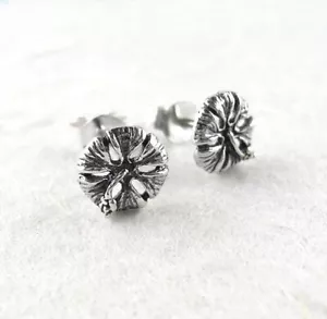 Sterling Silver Hibiscus Post Earrings - Picture 1 of 1