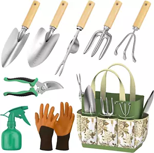 More details for garden tools set, 9 pieces gardening hand tool gift kit, stainless steel gardeni