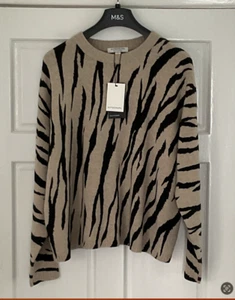 JERSEY M&S AUTÓGRAFO (CAPUCHINO) LANA RICO ESTAMPADO ANIMAL CON CACHEMIR - Imagen 1 de 7