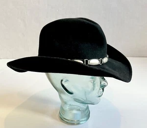 SCALA Black Wool Felt Hat Cowboy Western Style Metal Accents - Picture 1 of 6
