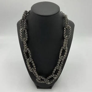 Graziano Oval Link Necklace 22” Signed Silver/Metallic Tone 22” - Picture 1 of 6