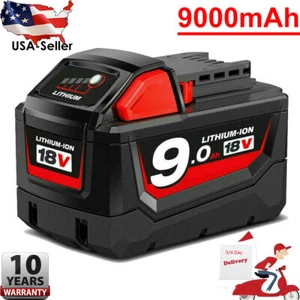 Battery For Milwaukee 48-11-1880 M18 Lithium High 18V 9.0Ah 48-11-1860 US - Picture 1 of 8