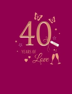Tarjeta Rubí 40 Aniversario Clásica 8 x 6" - Lámina en Relieve - Imagen 1 de 2