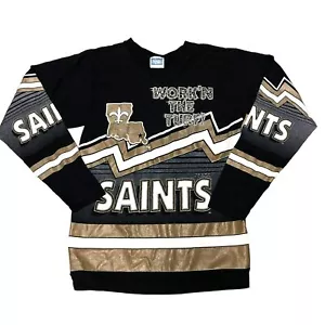 VINTAGE SAINTS TEAM NFL T-SHIRT GRÖSSE M 1991 SCHWARZ ALL OVER PRINT SPORTONICS HERREN - Bild 1 von 7