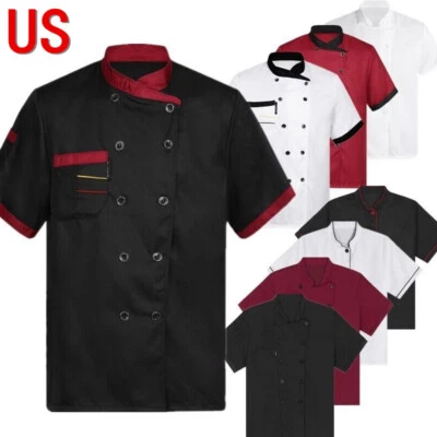 Uniform Men Short Sleeve Kitchen Service Coat Jacket Button Down_Shirts - Image 1 of 4