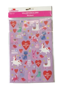 NEW Valentine's Day Sticker Sheet Decorations - Llamas, Cats, Love , hearts NWT - Picture 1 of 8