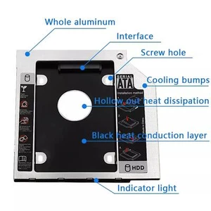 NEW HDD Universal CD/DVD Caddy SATA to SATA Hard Drive-Adapter For Laptop - Photo 1/15