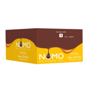Nomo Caramel Filled Vegan Chocolate Bar 38g Dairy Gluten Egg & Nut Free 24 Case - Picture 1 of 2
