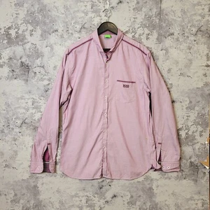 HUGO BOSS Shirt Mens Size XL Burgundy Polka Dot Long Sleeve Collared Button C - Picture 1 of 9