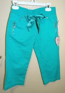 Candie's Girl Turquoise Elastic Waist Capri Pants Size 10 Faux Drawstring NWT - Picture 1 of 8