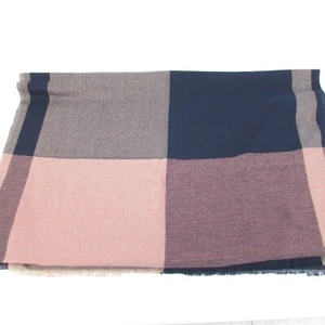 Accessorize Large Plaid Fashion Scarf Brown Tan Black Raw Edge 76" x 29" Autumn - Picture 1 of 9