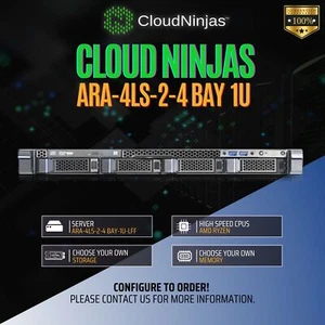 Cloud Ninjas ARA-4LS-2 4 Bay 1U Server AMD Ryzen 5 7600X DDR5 NVMe 2x 350W PSU - Picture 1 of 3