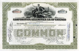 1930 Corporation Securities Co of Chicago Stock Certificate - Picture 1 of 1