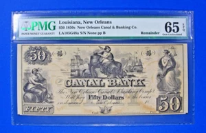 1850's $50 Canal Bank of Louisiana at New Orleans Obsolete PMG 65 EPQ Gem Unc - Picture 1 of 2