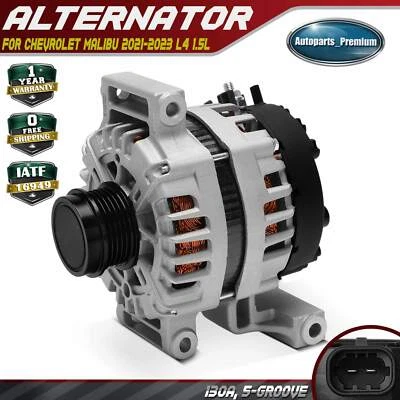 Alternator for Chevrolet Malibu 2021-2023 L4 1.5L GAS 130Amp 12Volt CW 5-Groove - Image 1 of 4