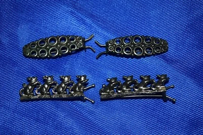 2 pares de clips de pasador de pelo de metal vintage círculos de ratones usados en excelente estado Foto 1 de 4
