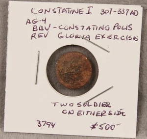 Constatine I 307-337 AD BBV- Constatine Polis "Two Soldiers on either side" (5) - Picture 1 of 2